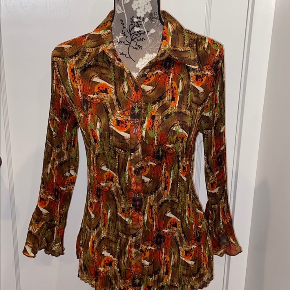 Sere Nade Brown Orange Button Down Shirt